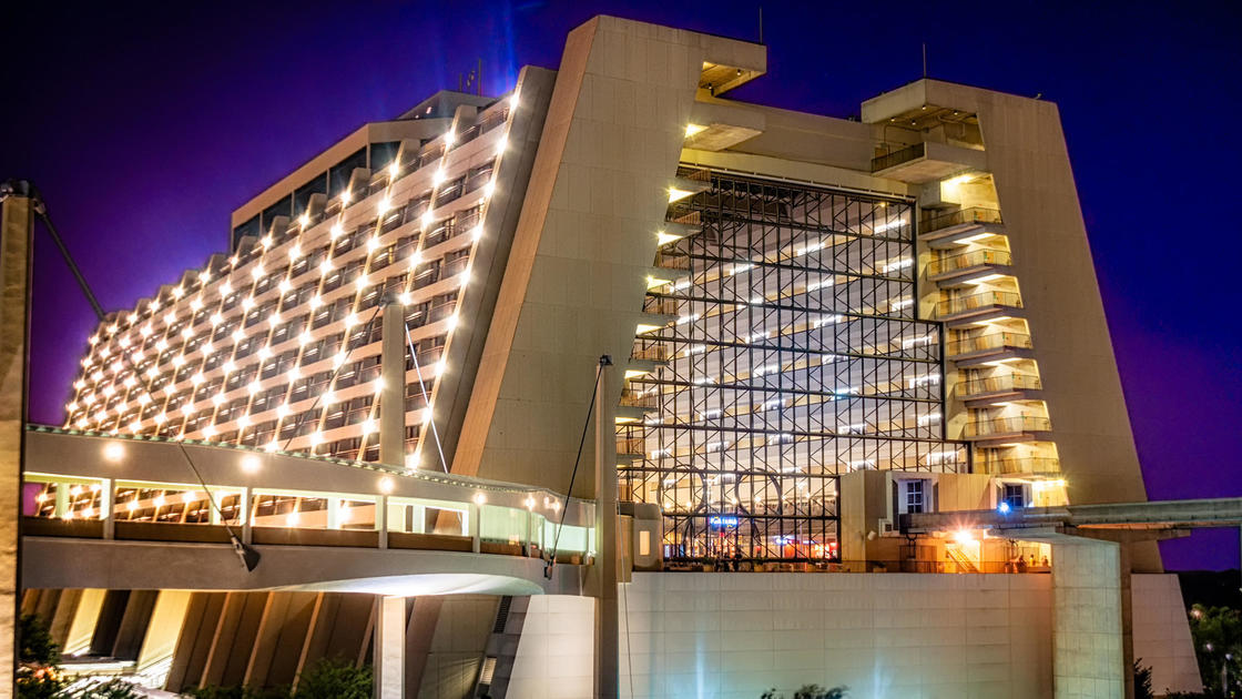 Exterior of Disney World's Contemporary Resort, site of a recent guest tragedy