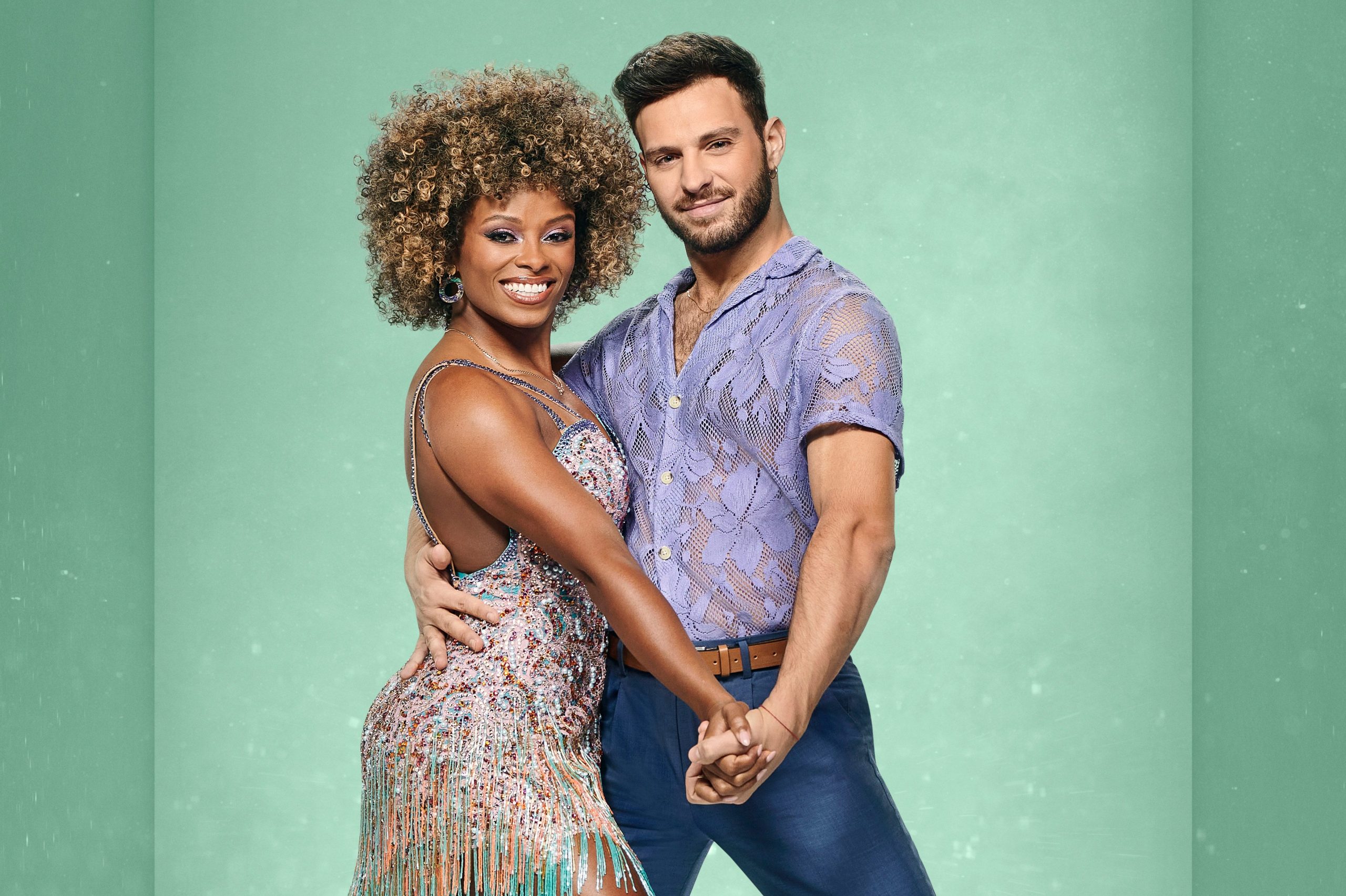Fleur East performing on Strictly Come Dancing in 2022 as a contestant, dancing on the ballroom floor.