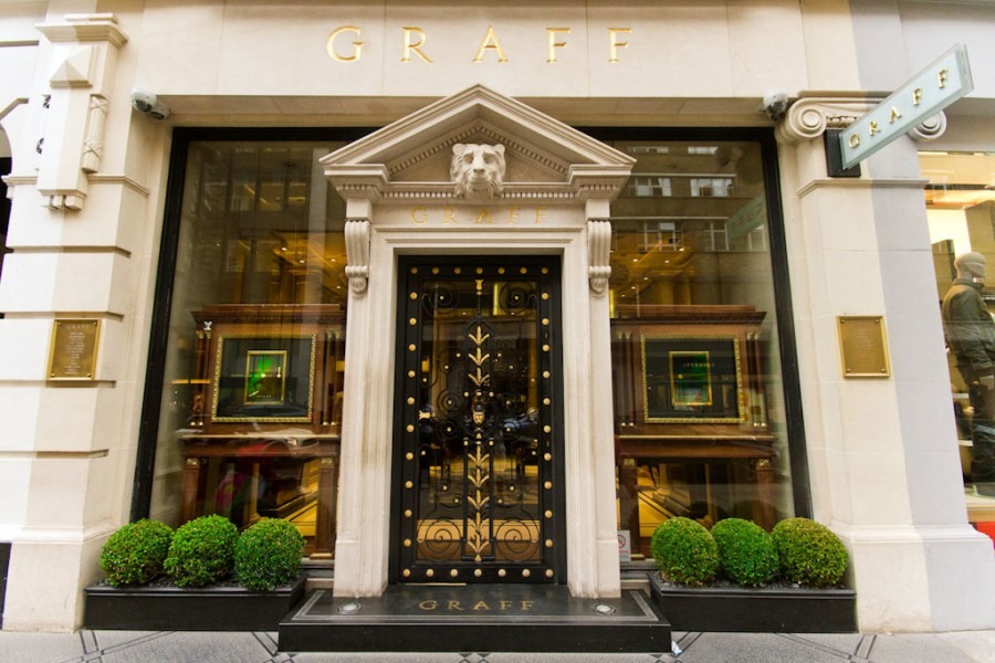 Exterior of Graff Diamonds boutique in London, a luxury jewellery store targeted in a high-profile $65 million heist in 2009.