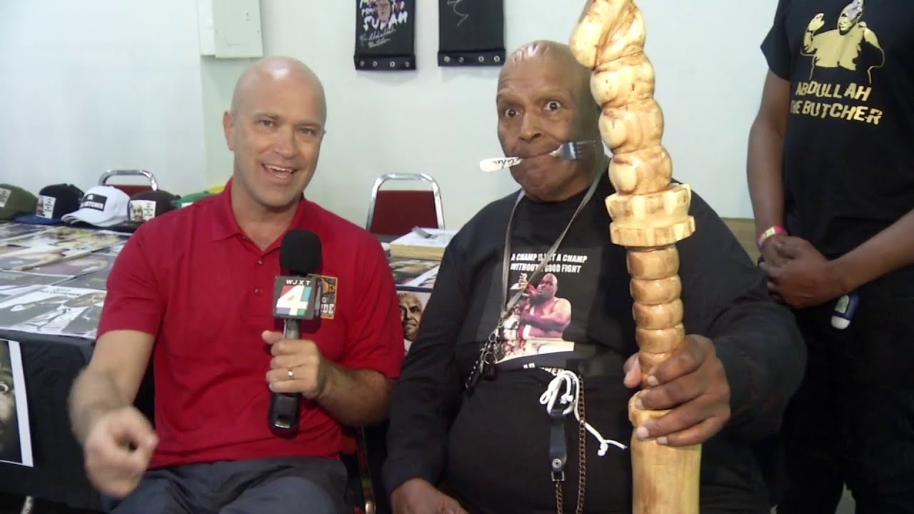 Abdullah the Butcher speaking during a recent interview, seated and gesturing as he discusses his wrestling career.
