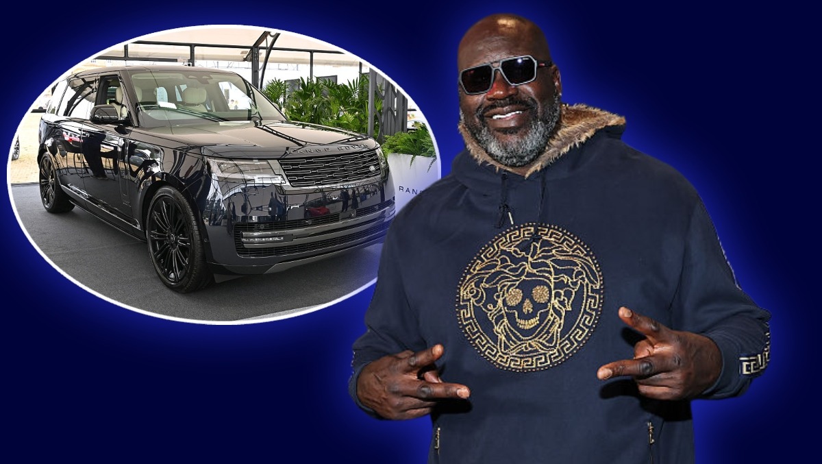 Shaquille O’Neal standing in front of a custom Range Rover, highlighting the stolen luxury SUV