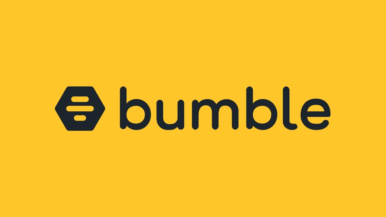 Bumble dating app logo in yellow and white on a white background.