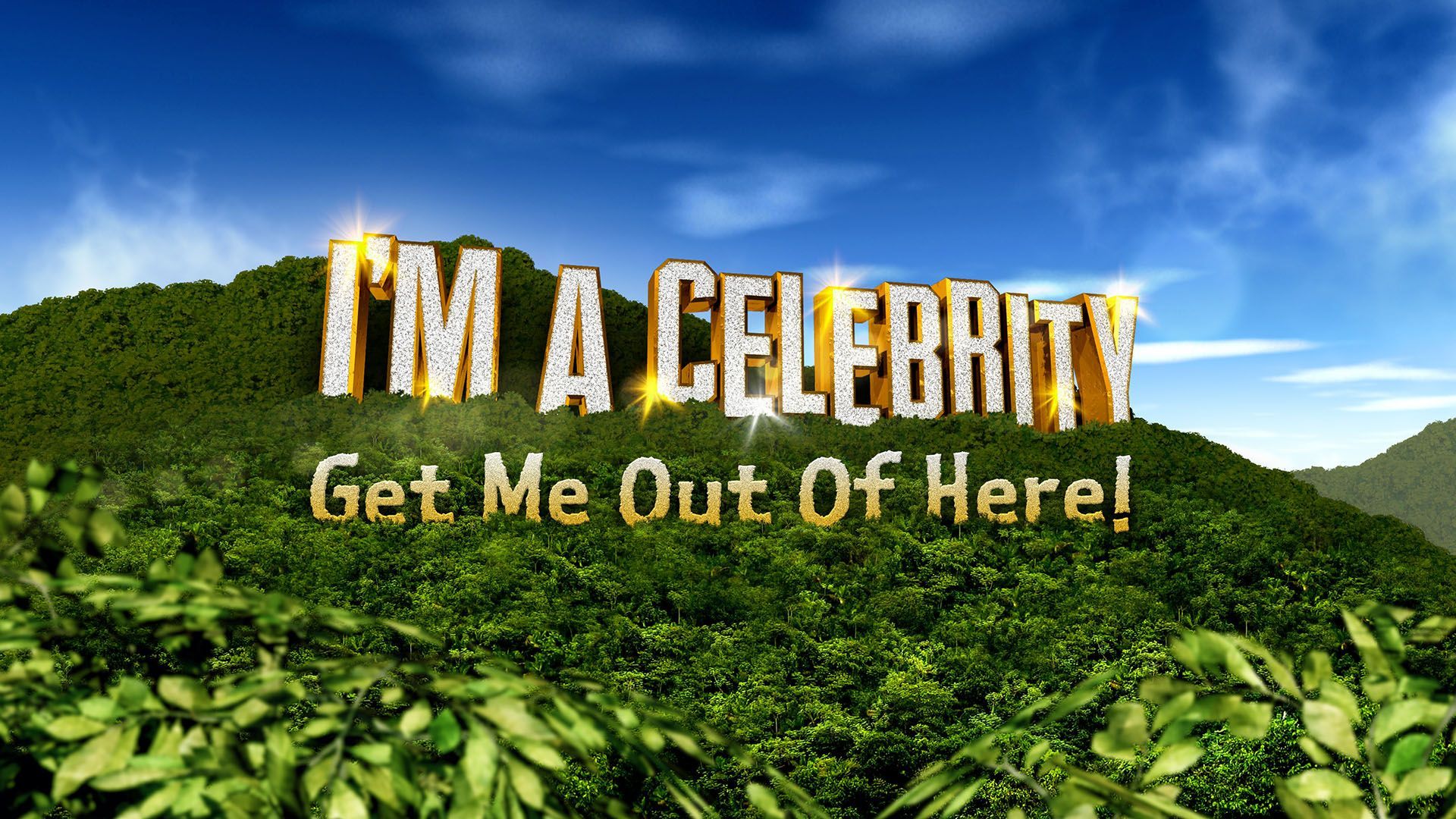 The official I’m A Celebrity… Get Me Out of Here! logo featuring bold yellow lettering with jungle-themed accents on a green background.