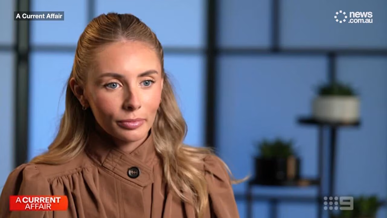 Allison Langdon interviews adult content creator Bonnie Blue on Channel Nine’s A Current Affair.