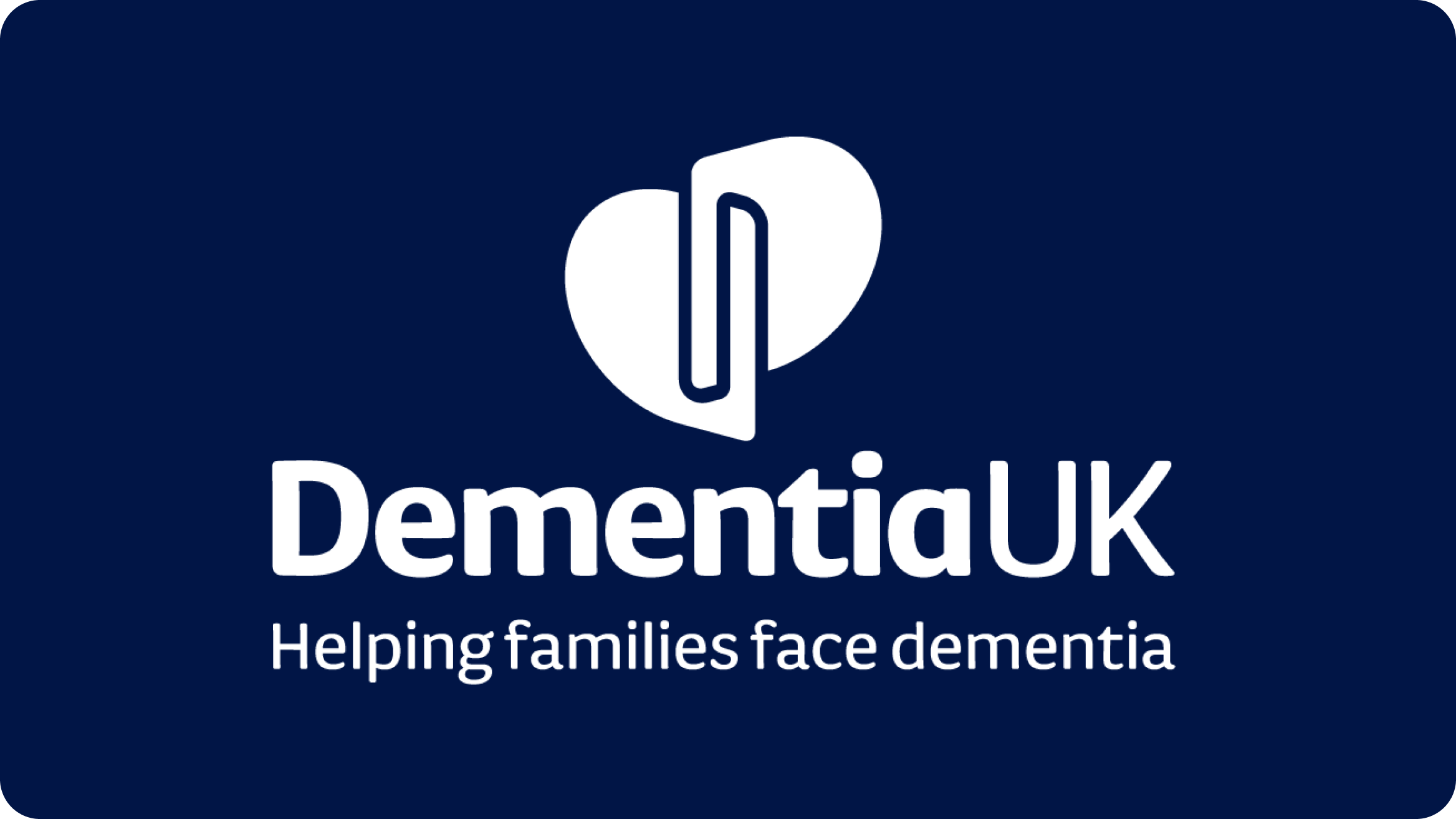 The Dementia UK logo featuring its distinctive heart-shaped design and bold lettering.