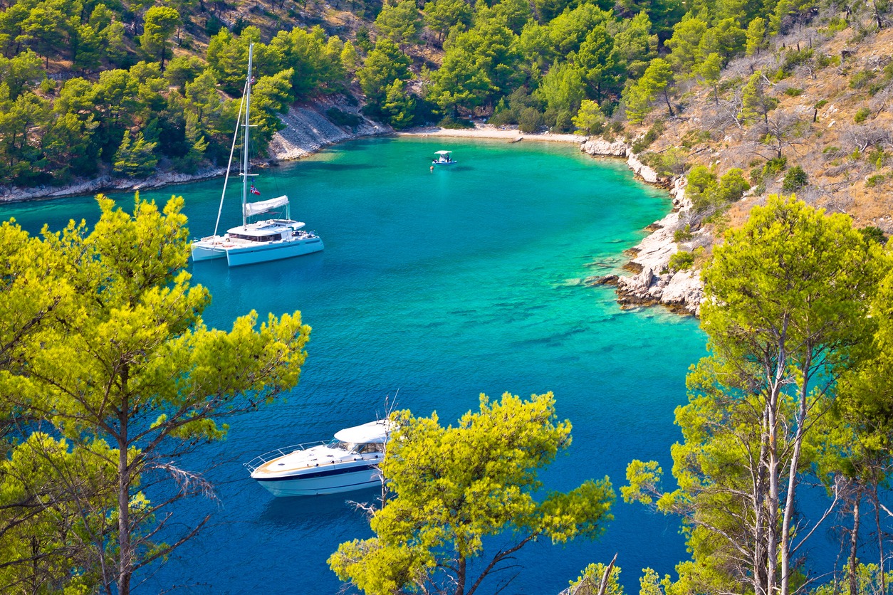 secret turquoise beach yachting and sailing, island of brac, dalmatia, croatia