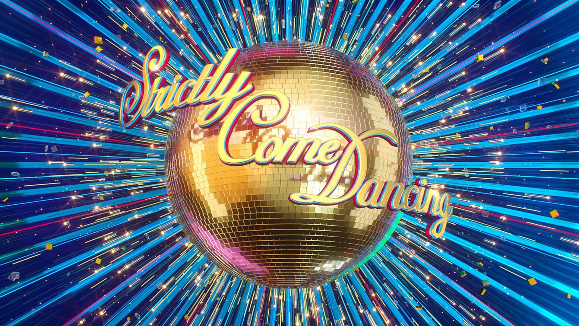 The official Strictly Come Dancing logo, featuring glittering text and a sparkling disco ball, representing the iconic BBC dance show.