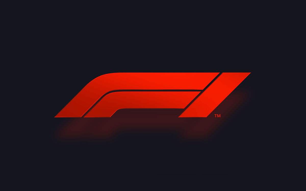 Red Formula 1 logo on a black background, showcasing the iconic emblem of the global motorsport brand in a sleek, modern design.