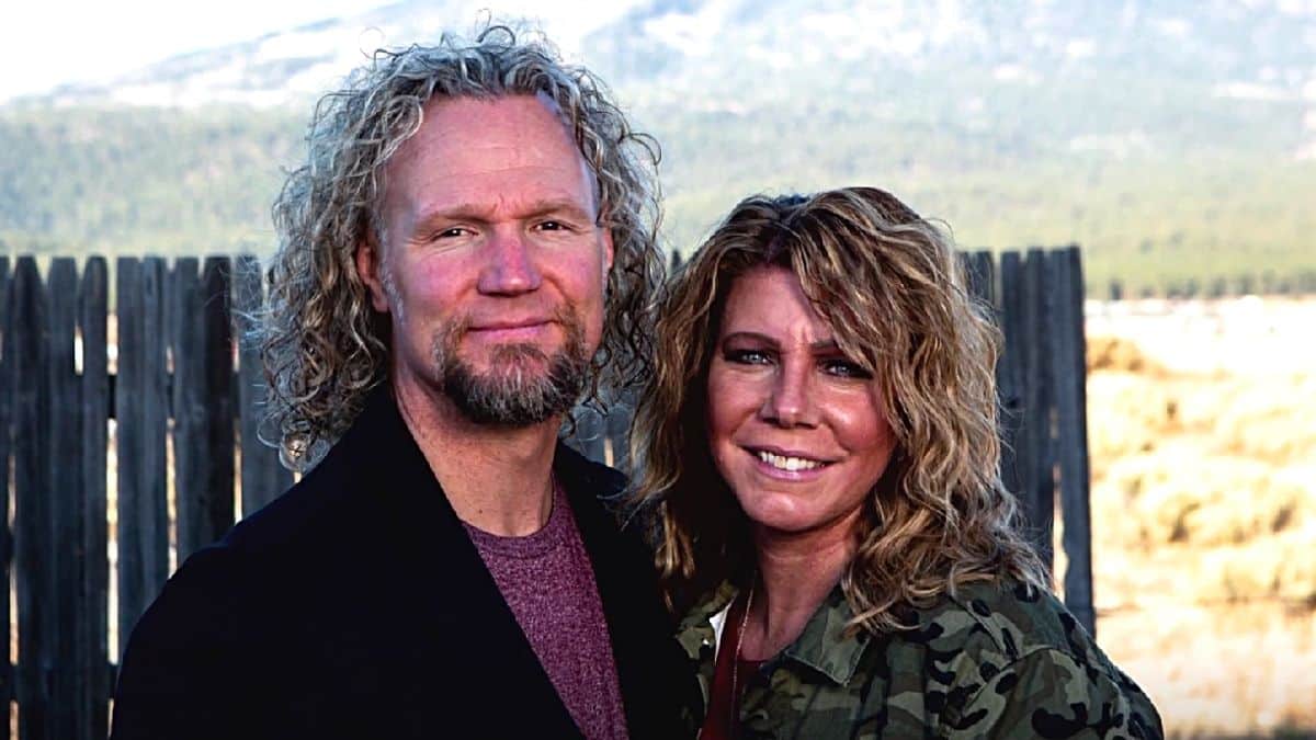 Meri Brown and Kody Brown smiling and posing together for a photo during their marriage, appearing relaxed and happy at the time.