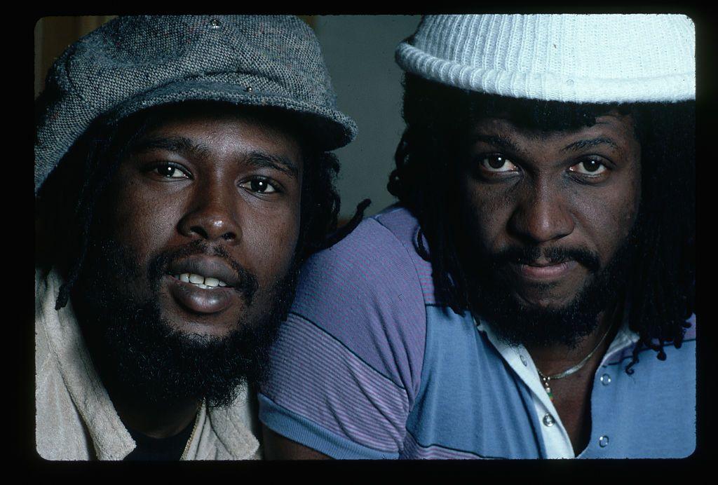 Sly Dunbar and Robbie Shakespeare pictured together in color during the peak of their career, exemplifying their status as reggae legends.
