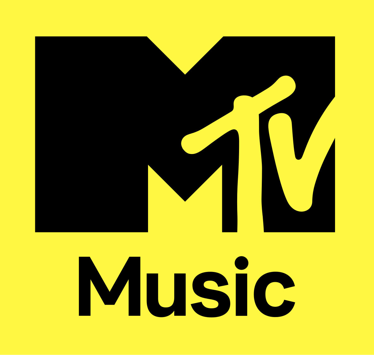 MTV Music logo on a bright yellow background