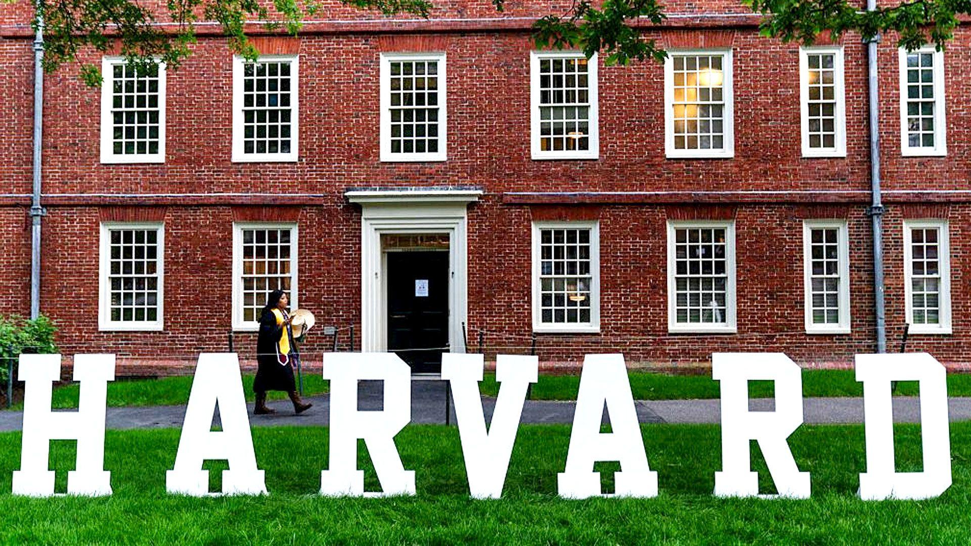 The iconic white Harvard University letters on campus, highlighting the $1B funding dispute with Trump