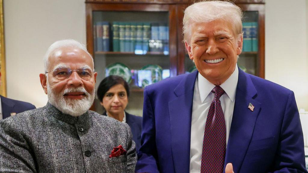 U.S. President Donald Trump and Indian Prime Minister Narendra Modi at a joint press event