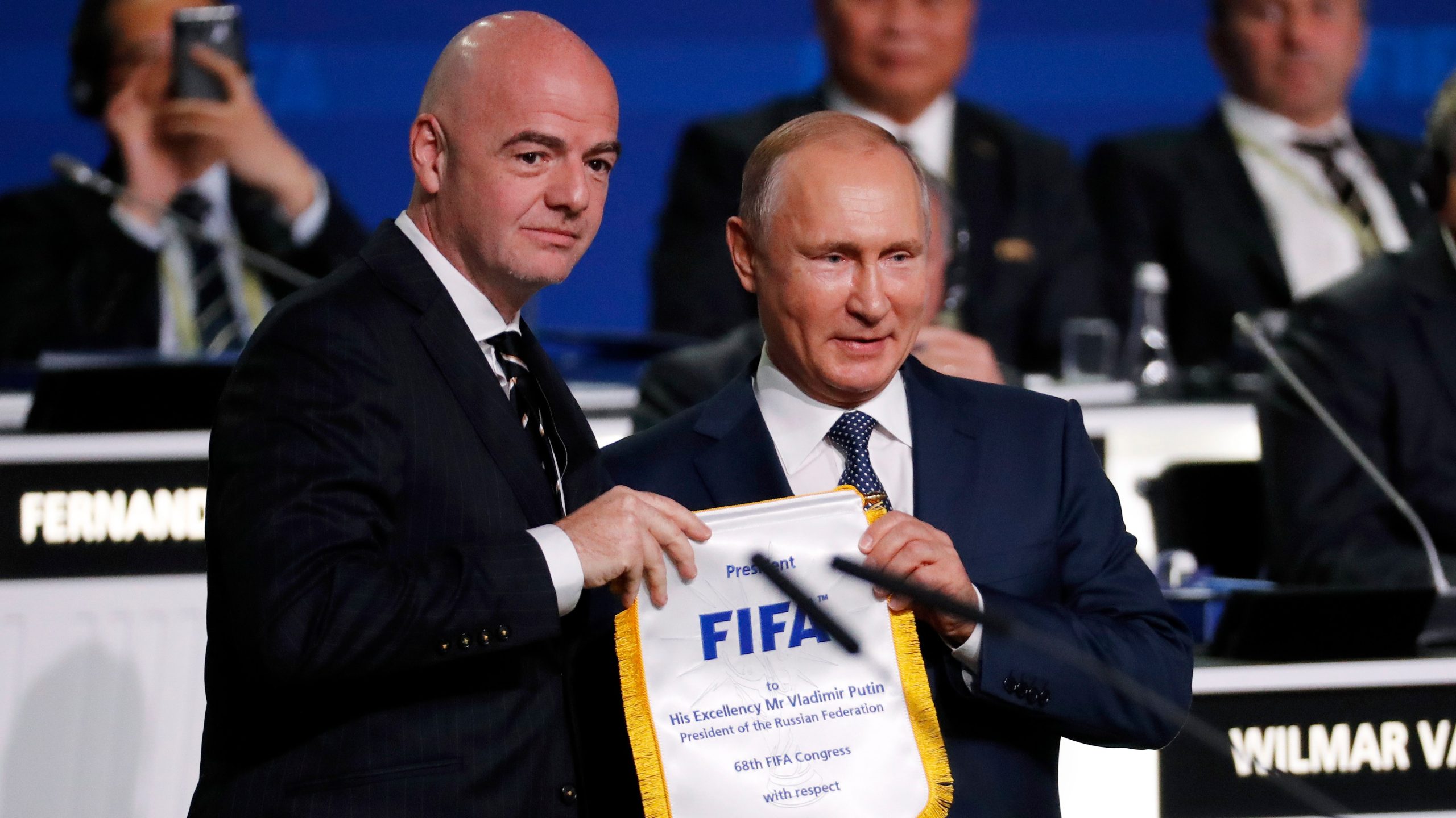 gianni infantino at a fifa council or international tournament putin