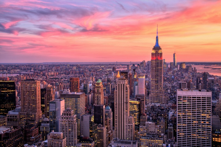 new york city midtown with empire state building at sunset
