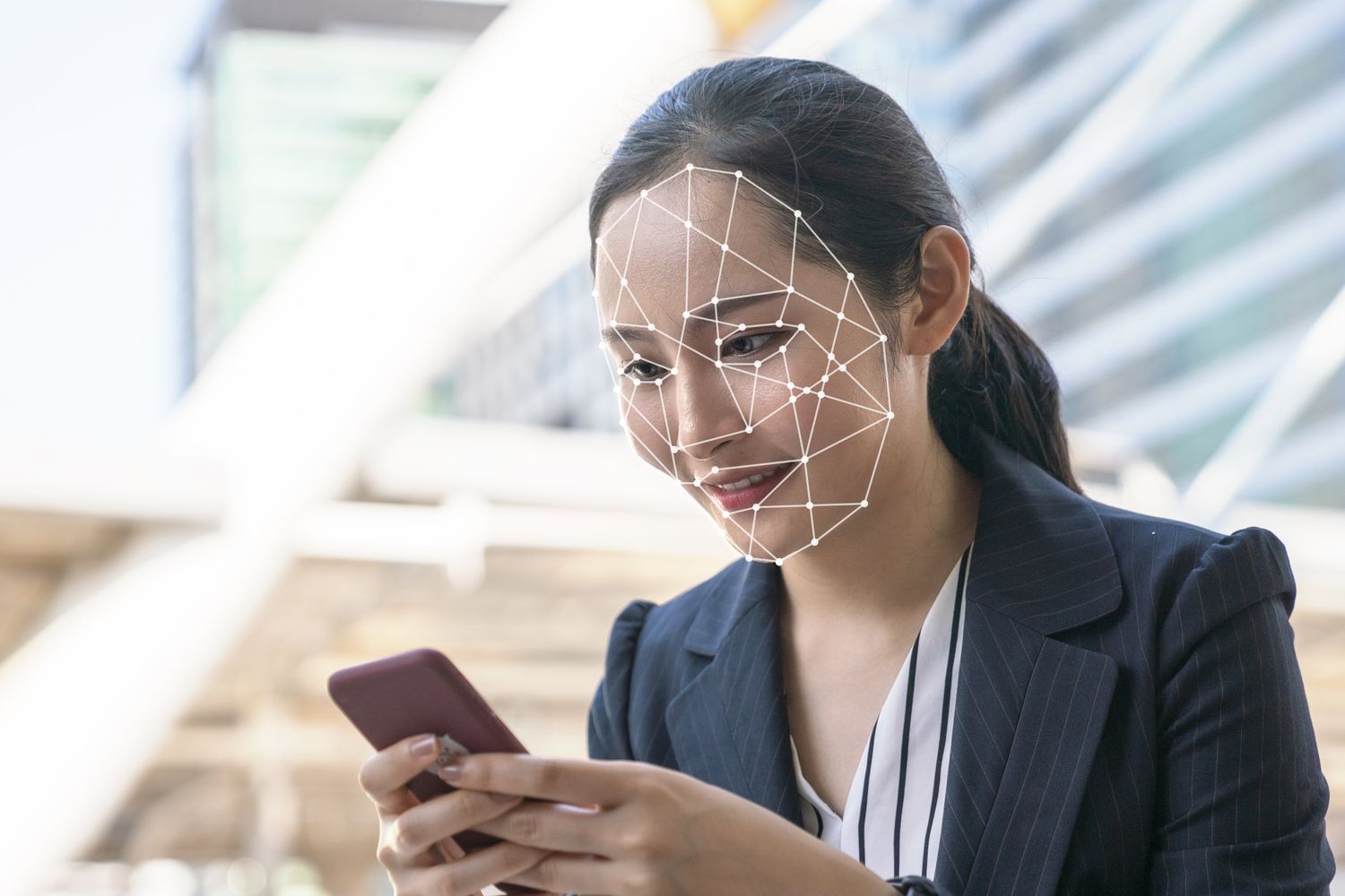 Person using biometric voice authentication technology after Amazon court victory on privacy lawsuits