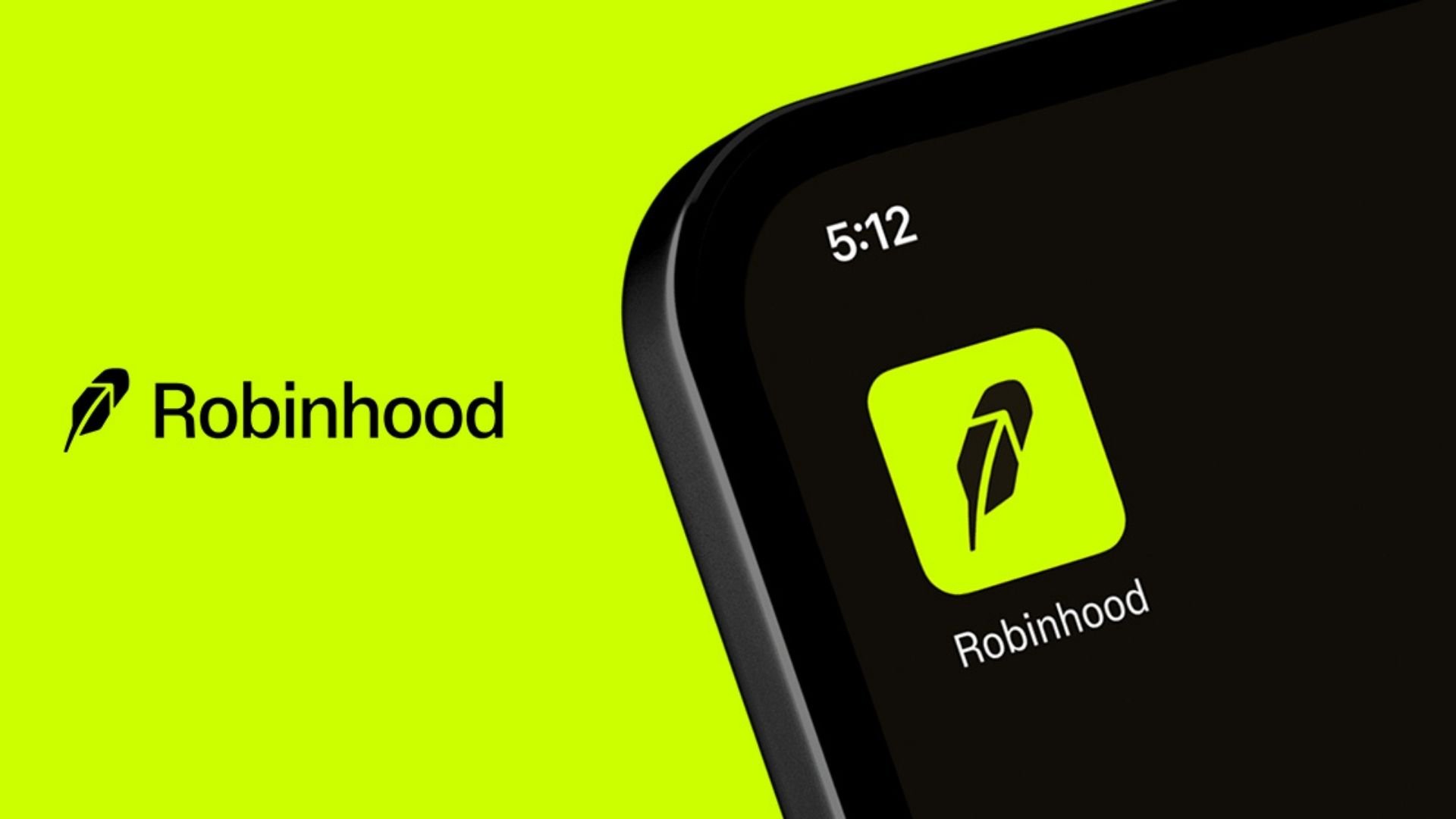 Robinhood app displayed alongside AI-driven trading visuals and stock market data