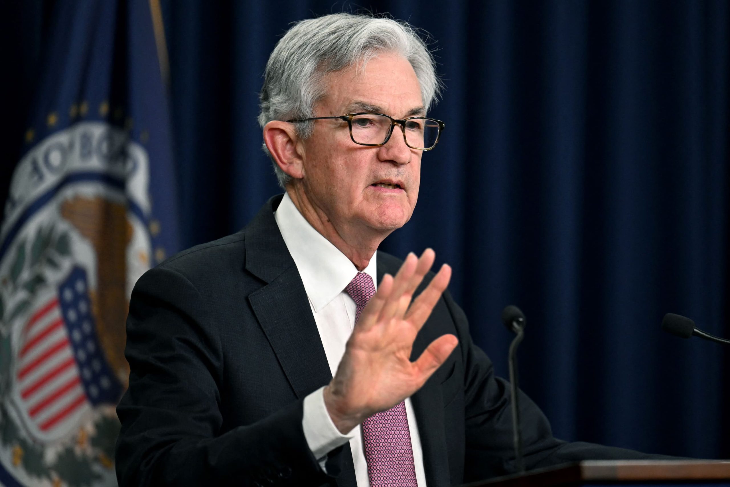 Former Federal Reserve Chair Jerome Powell delivers remarks about Federal Reserve independence in Boston.