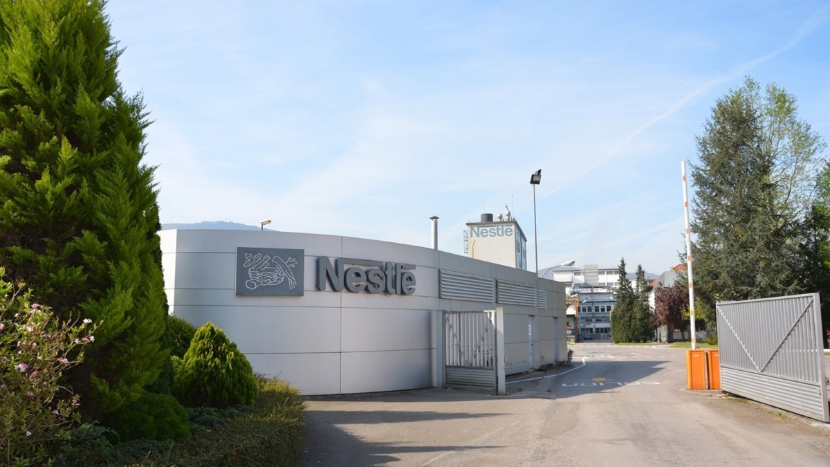 Nestlé employees protest planned layoffs at a factory in Spain
