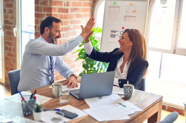 high five office couple