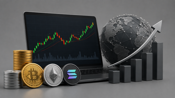 ipad and crypto coins shares chart