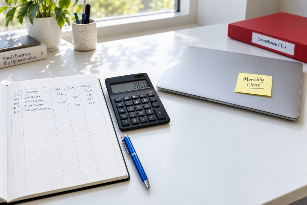 DESK WITH A CALCULATOR